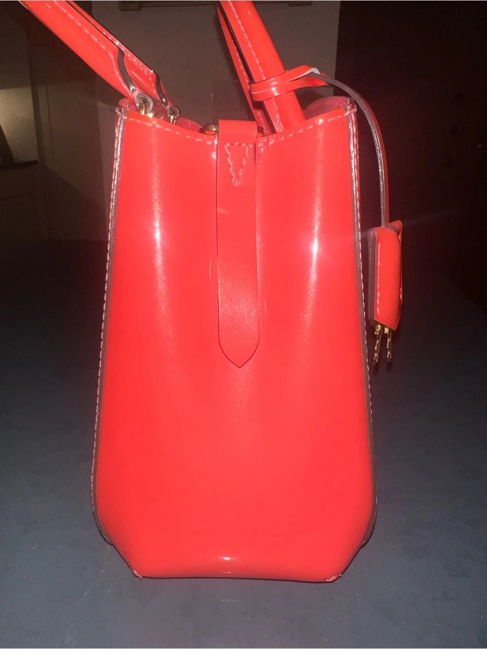 Louis Vuitton Montaigne BB Vernis Monogram Coral Top Handle Satchel